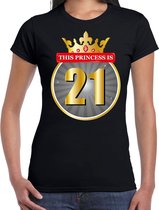 This Princess is 21 verjaardag t-shirt - zwart - dames - 21 jaar kado shirt S