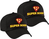 2x stuks super boer pet zwart Achterhoek festival cap voor volwassenen - festival accessoire