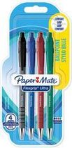 Paper Mate Flexgrip Ultra-balpennen met drukknop | Medium punt (1,0 mm) | Zwarte, Blauw, Rode en Groene inkt | 4 stuks