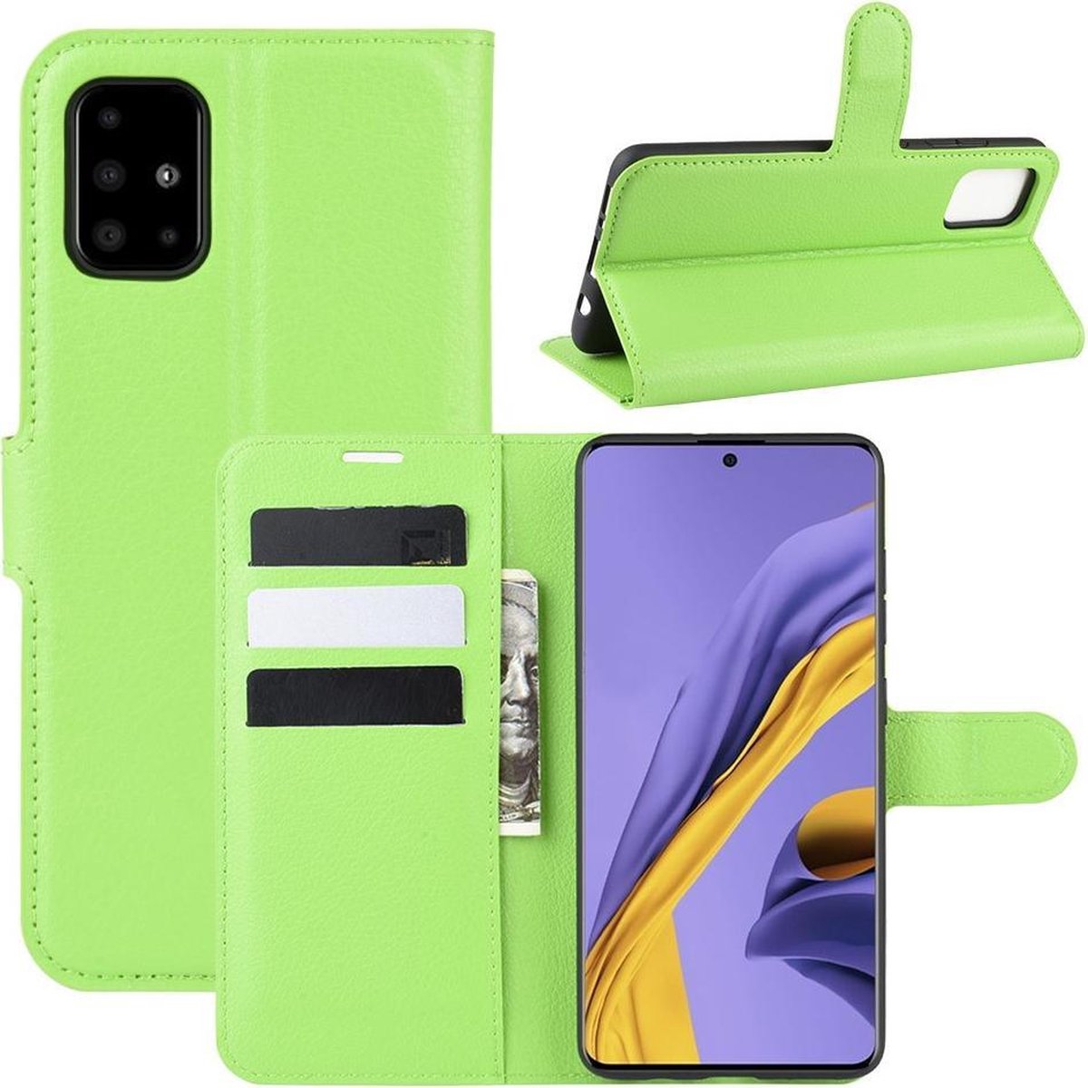 Book Case - Geschikt voor Samsung Galaxy A51 Hoesje - Groen