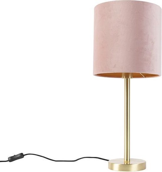 QAZQA simplo - Moderne Tafellamp met kap - 1 lichts - H 595 mm - Roze - Woonkamer | Slaapkamer