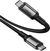 Baseus USB-C naar USB-C Gevlochten Quick Charge Kabel 1 Meter Zwart