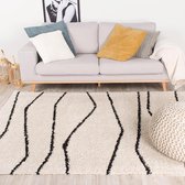Hoogpolig vloerkleed - Grand Wire Creme/Zwart 230x330cm