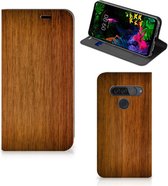 LG G8s Thinq Book Wallet Case Donker Hout