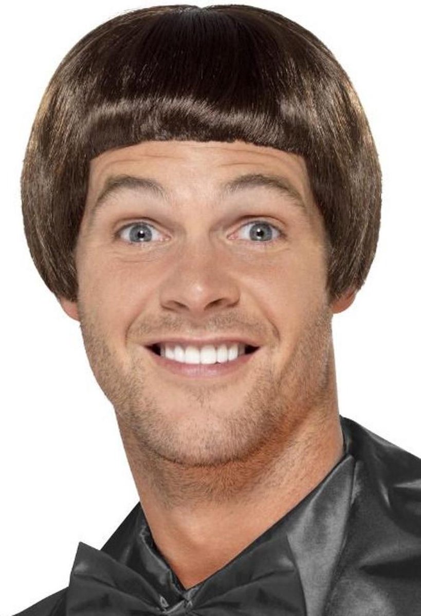 Smiffys Verkleed pruik - jaren 90 - bruin - kort haar - heren - Carnaval - herenpruik - 90s — afbeelding 2