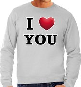 I love you valentijn sweater grijs voor heren 2XL