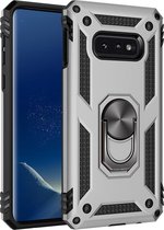 Xssive Anti Shock Back Cover met Magnetische Ringhouder voor Samsung Galaxy S10e - Zilver