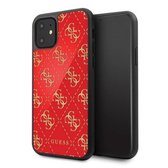 GUESS Double Layer Glitter Backcase Hoesje iPhone 11 - Rood