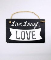 Stoneslogan - Spreuktegel - Live, Laugh. Love - In cadeauverpakking met gekleurd lint