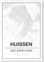 Poster/plattegrond HUISSEN - 30x40cm