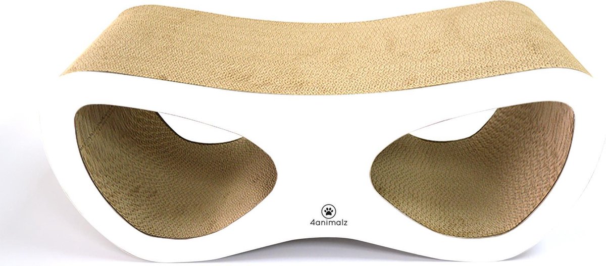 4animalz® Lounge White – kartonnen Krabpaal Katten – 69x24x29cm
