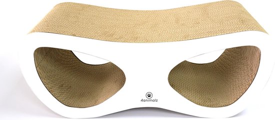 4animalz® Lounge White - kartonnen Krabpaal Katten - 69x24x29cm