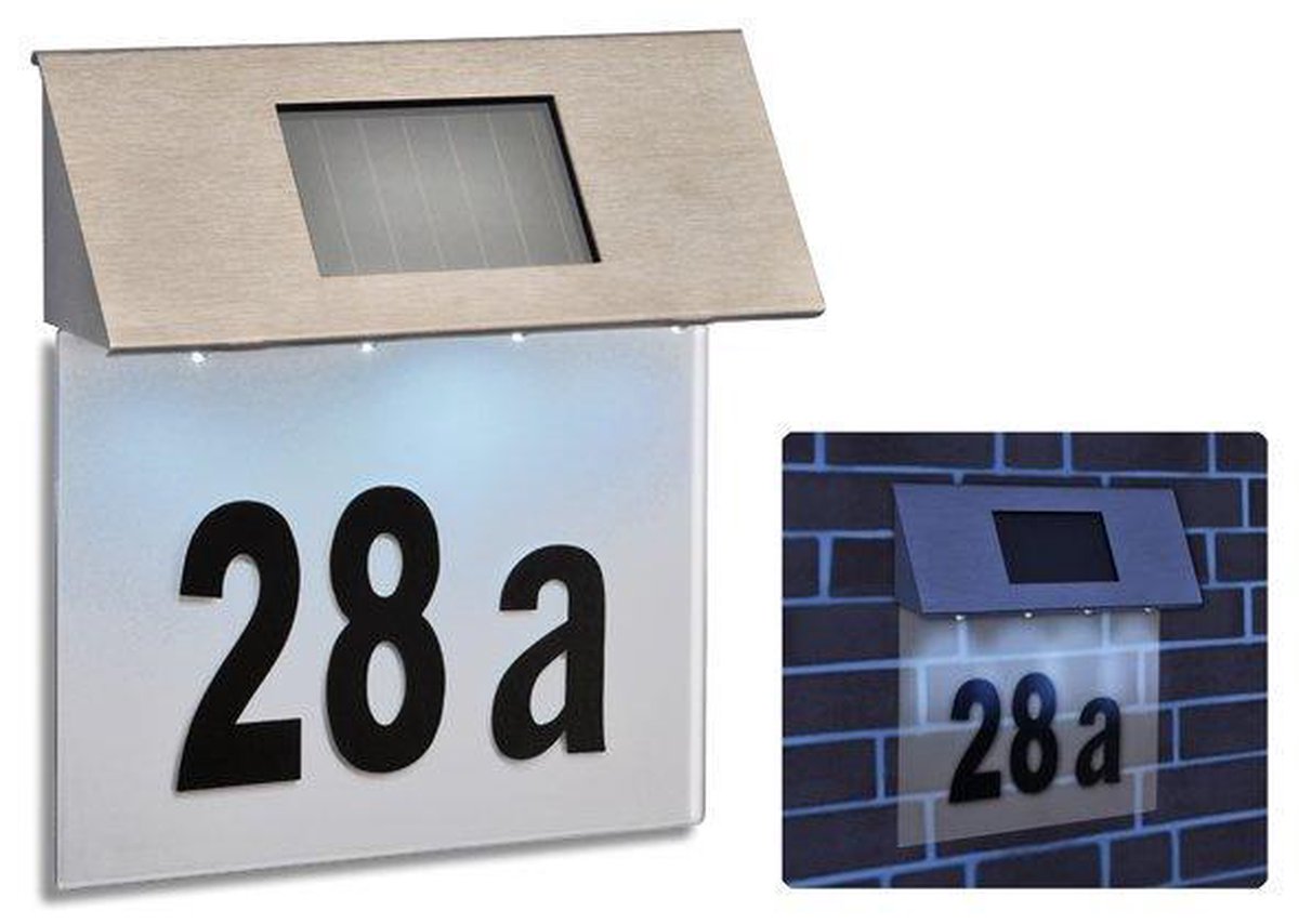 Op maat gemaakt LED-huisnummerbord op zonne-energie - waterdicht adresbord voor buiten - België