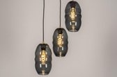Lumidora Hanglamp 73641 - 3 Lichts - E27 - Zwart - Goud - Messing - Glas - ⌀ 47 cm