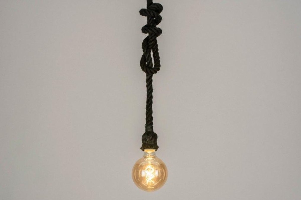 Lumidora Hanglamp 72833 - E27 - Zwart - Textiel - ⌀ 13 cm
