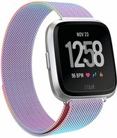 Milanees Smartwatch bandje - Geschikt voor  Fitbit Versa / Versa 2 Milanese band - rainbow - Maat: L - Horlogeband / Polsband / Armband