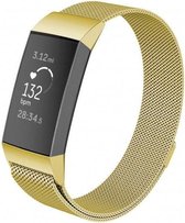 Milanees Smartwatch bandje - Geschikt voor  Fitbit Charge 3 Milanese bandje - goud - Maat: S - Horlogeband / Polsband / Armband