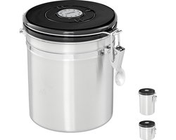 relaxdays voorraadbus koffie - koffieblik - luchtdicht - koffiebus - zilver - metaal Medium