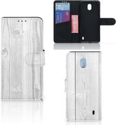 Smartphone Hoesje Nokia 1 Plus Book Style Case White Wood