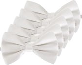 5x Witte verkleed vlinderstrikjes 12 cm voor dames/heren - Wit thema verkleedaccessoires/feestartikelen - Vlinderstrikken/vlinderdassen met elastieken sluiting