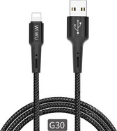 WIWU - Lightning kabel naar USB 2.0 - Snellader- Nylon -1.2 meter- Zwart