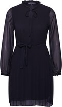 Mela London jurk long sleeve pleated belted dress Zwart-10 (38)