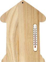 Creotime Thermometer Huisje Hout Unisex 23,5 X 16,5 Cm