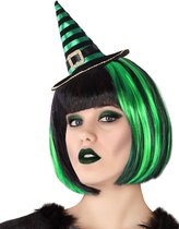 ATOSA - Zwarte en groene gestreepte heksenhoed haarband voor volwassenen - Accessoires > Haar accessoire