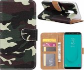 Samsung Galaxy J6+ (Plus) Camouflage Boek hoesje met Pasjesruimte
