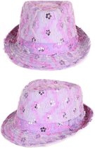 Roze pailletten hoedje voor volwassenen