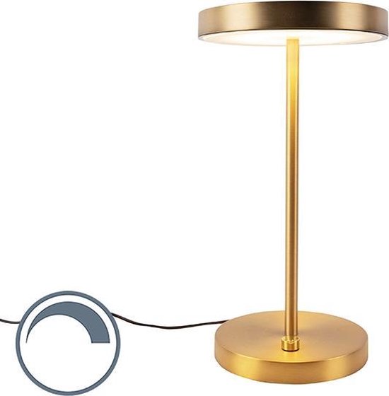 QAZQA disco - Moderne LED Dimbare Tafellamp met Dimmer - 1 lichts - Ø 220  mm - Brons -... | bol.com