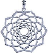 Zilveren Lotus ketting hanger - opengewerkt