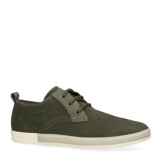 Manfield - Heren - Donkergroene lage sneakers - Maat 47 | bol.com