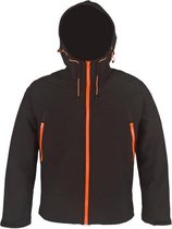 PKA Softshell herenjas met fleece voering zwart/oranje maat L