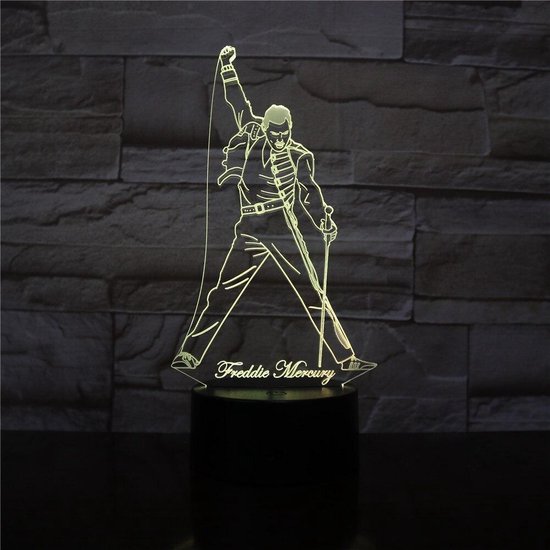 3D Led Lamp Britse zanger Freddie Mercury figuur 3d Led-nachtlampje Lamp  Nachtlampje... | bol.com
