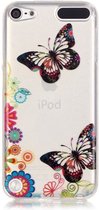 GadgetBay Kleurrijk hoesje vlinders bloemen iPod Touch 5 6 7 doorzichtig case