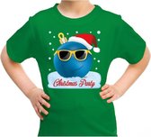Foute kerst shirt / t-shirt coole blauwe kerstbal christmas party groen voor kinderen - kerstkleding / christmas outfit XS (104-110)