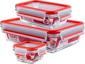 EMSA CLIP & CLOSE Glas, Doos, Rechthoekig, Rood, Transparant, Glas, Polypropyleen (PP), Thermoplastische elastomeer (TPE), 200 ml, 500 ml