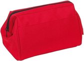 Stevige toilettas/make-up tas rood met metalen scharniersluiting 25 cm voor heren/dames - Reis toilettassen/etui - Handbagage