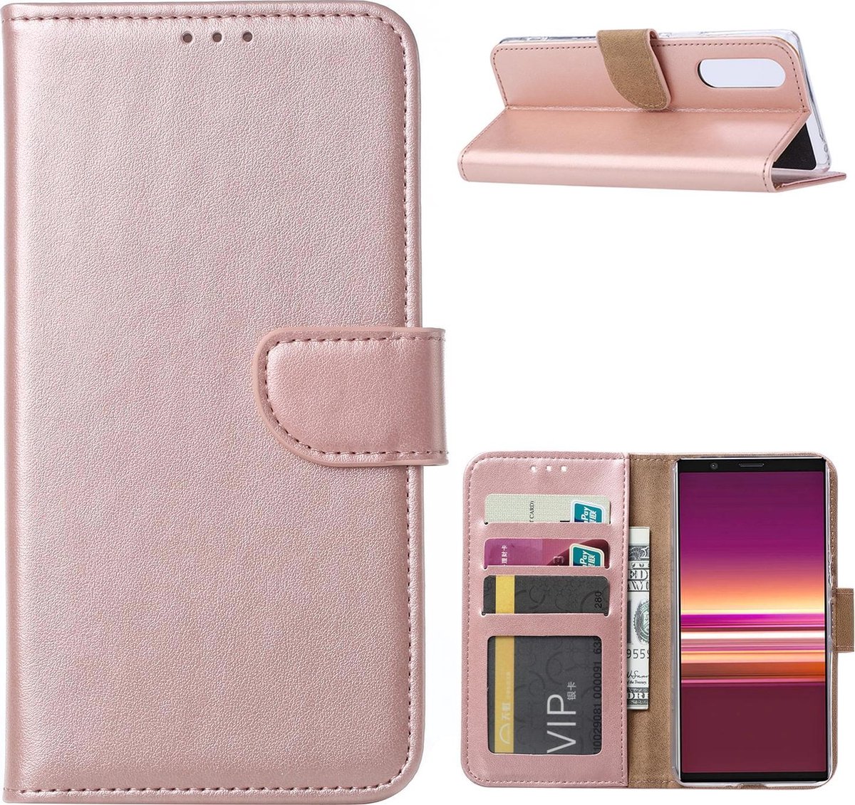 Sony Xperia 5 Hoesje Rose met Pasjeshouder