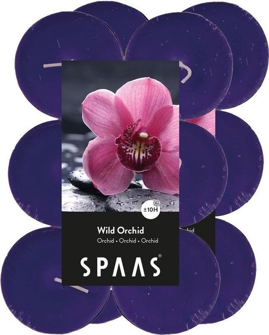 24x Maxi geurtheelichtjes Orchid Blossom 10 branduren - Geurkaarsen orchidee bloemen geur - Grote waxinelichtjes