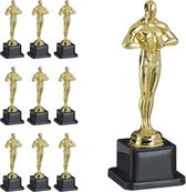 Relaxdays 10x bokaal met krans - Hollywood trofee - filmprijs decoratie - 18 cm - goud