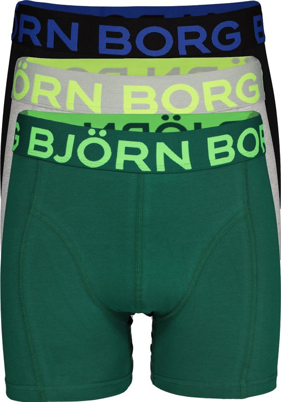 Bjorn Borg boxershorts Essential - 3-pack - Neon solid zwart - grijs -  groen - Maat XXL | bol.com