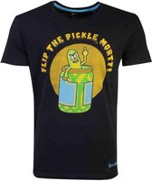 Rick And Morty Heren Tshirt -M- Flip The Pickle Zwart