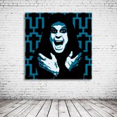 Pop Art Ozzy Osbourne Poster in lijst - 90 x 90 cm en 2 cm dik - Fotopapier Mat 180 gr Framed - Popart Wanddecoratie inclusief lijst