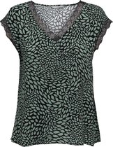 Only T-shirt Onljasmina Fr S/s V-neck Lace Top P 15252241 Dark Ivy/seaside Le Dames Maat - XL