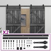 vidaXL Schuifdeur met beslag 80x210 cm massief grenenhout zwart