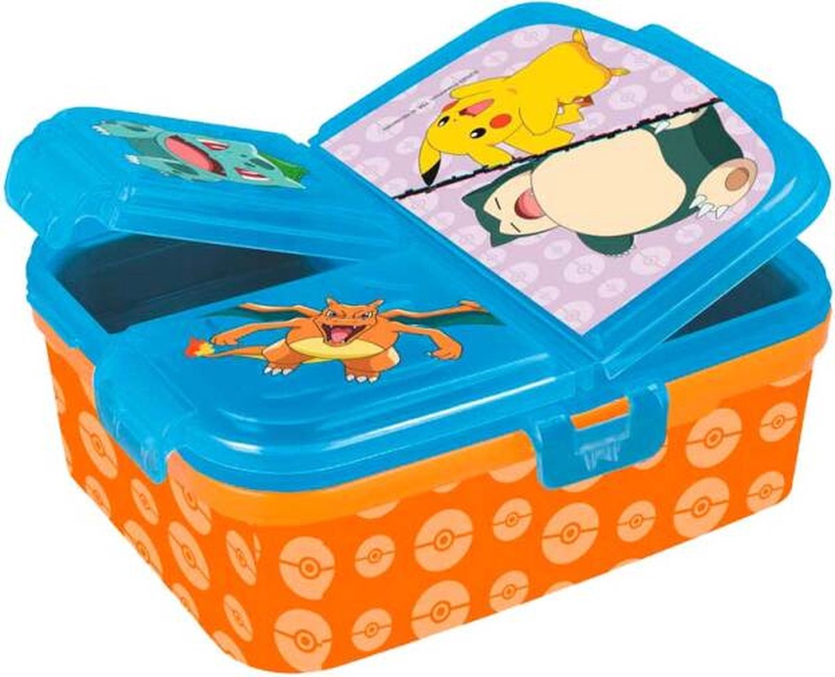 Pokemon Multi broodtrommel 3 vakjes - 18x13 cm - lunchbox - brooddoos