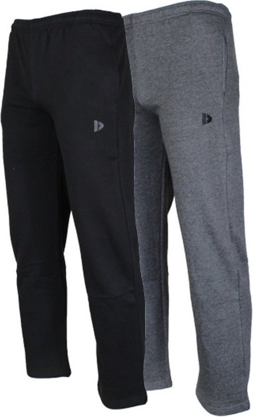 Lot de 2 pantalons de survêtement Donnay jambe droite qualité fine - Pantalons de sport - Homme - Taille S - Noir/Charcoal-marl