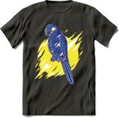 Dieren T-Shirt | Papegaai shirt Heren / Dames | Wildlife parrot cadeau - Donker Grijs - XXL